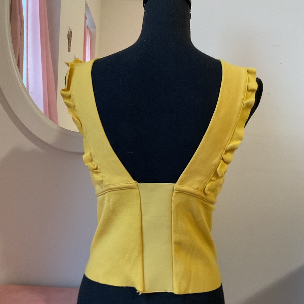 Zara Yellow Ruffled Crop Top - Picture 3 of 4